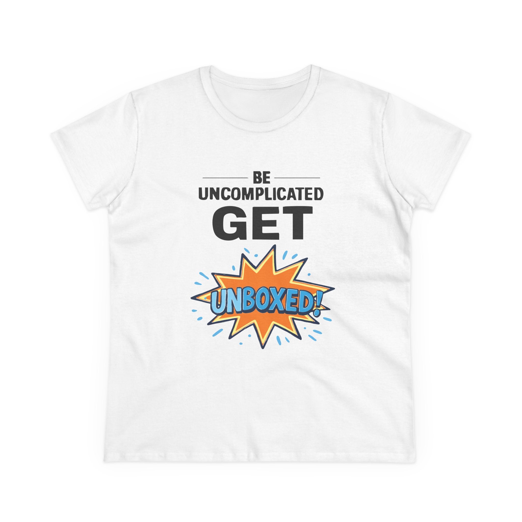 Unboxed Women's Midweight Cotton Tee - Fun Graphic Tee, Casual Wear, Gift for Her, Playful Shirt, Everyday Fashion