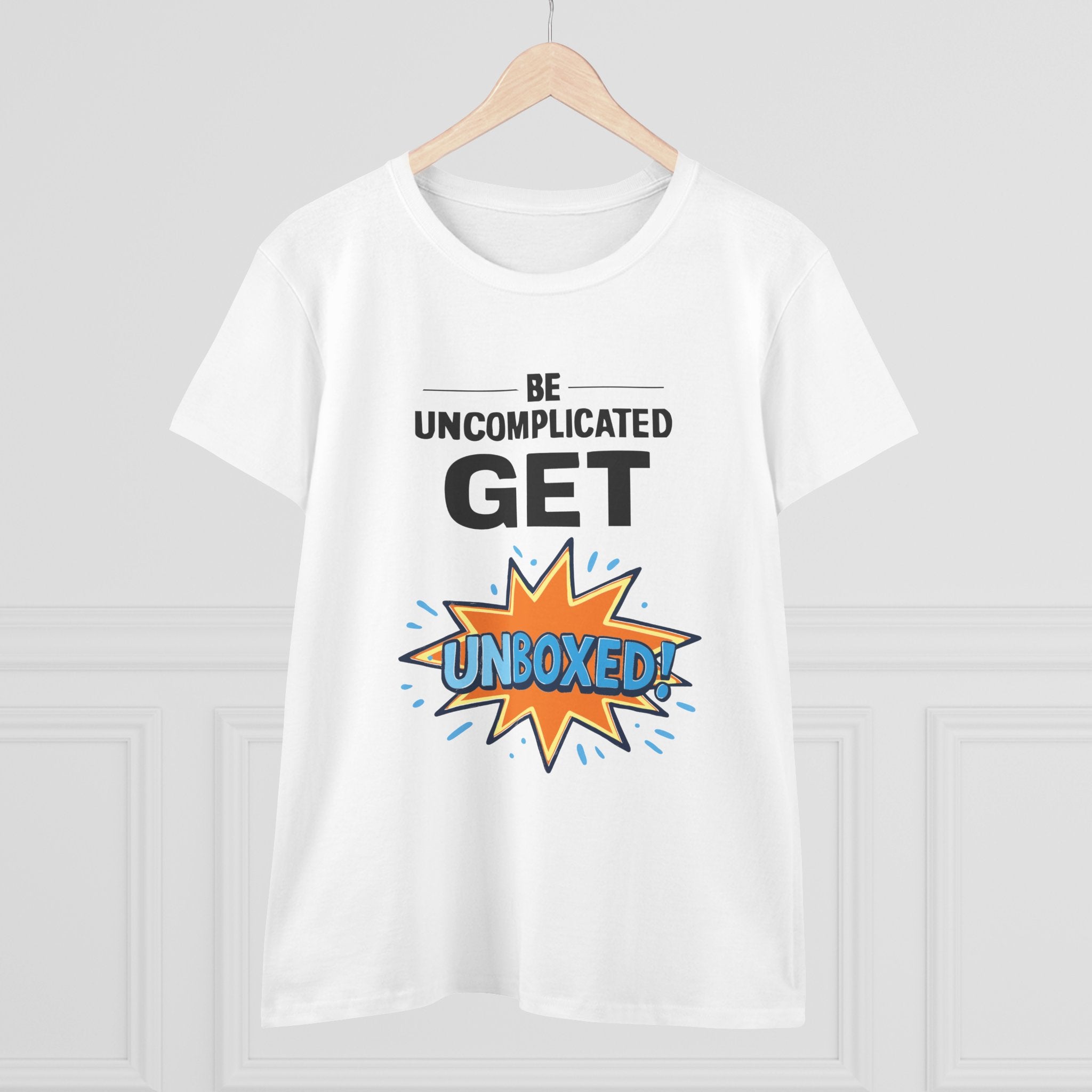 Unboxed Women's Midweight Cotton Tee - Fun Graphic Tee, Casual Wear, Gift for Her, Playful Shirt, Everyday Fashion